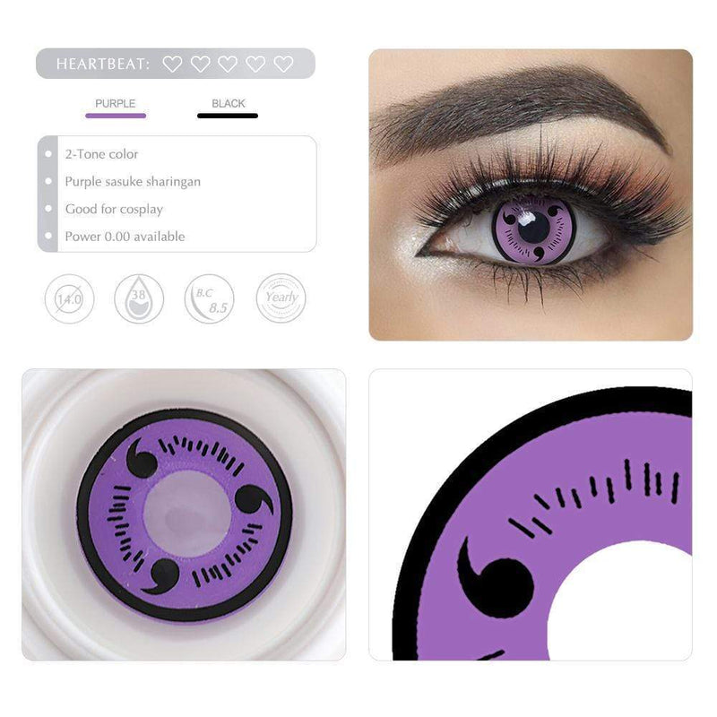 Purple Sasuke Sharingan scary halloween contact lens details display rederings