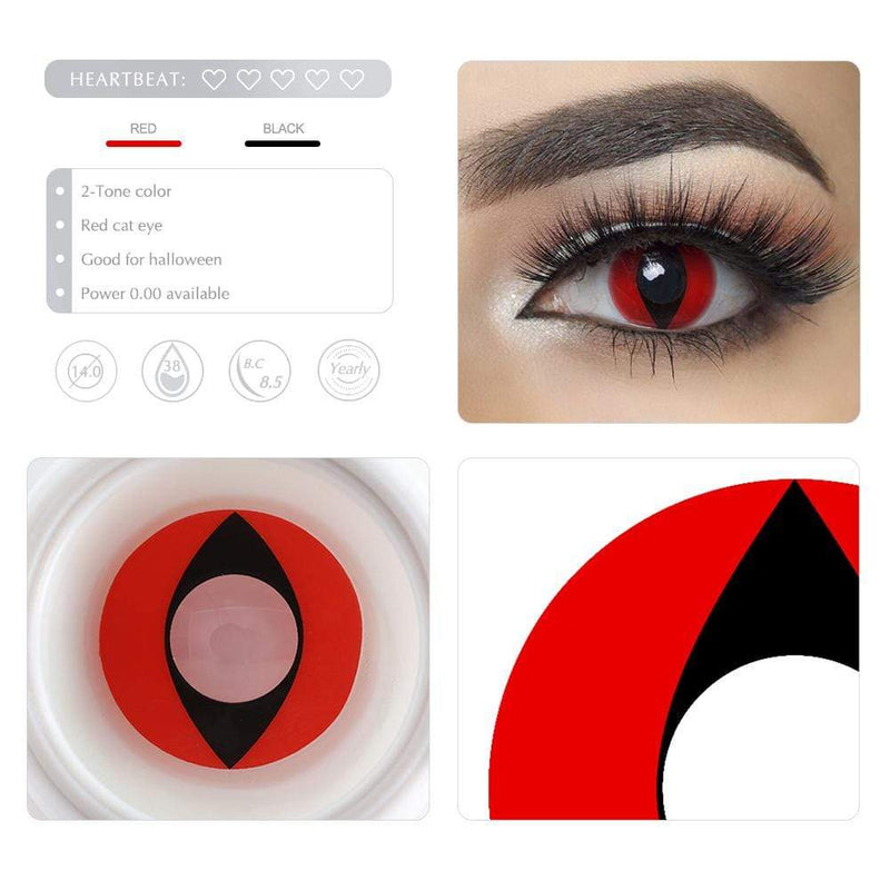 Red Cat Eye halloween contact lens details display rederings