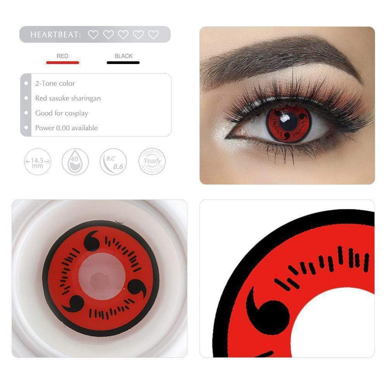 [US Warehouse] Red Sasuke Sharingan Cosplay Contact Lenses | 1 Year